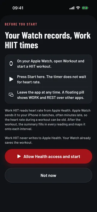 Start the workout on your Watch, then press Start here.