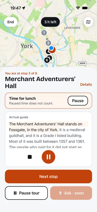 The lunch stop offers a pause.