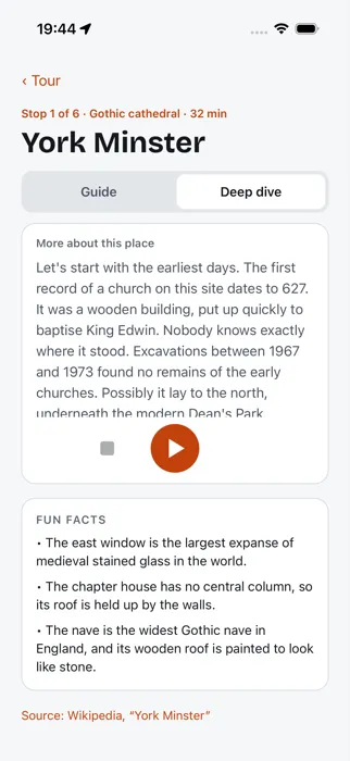 Each stop has more detail, fun facts and a source link.